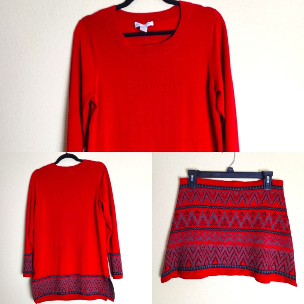 Christopher Banks Sweater and Skirt / Infinity Scarf with Scandanavian Pattern